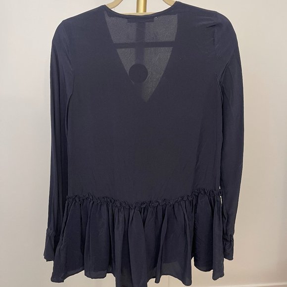 ALLSAINTS Alia 100% Silk Blouse, Navy, Size XS - Picture 3 of 7